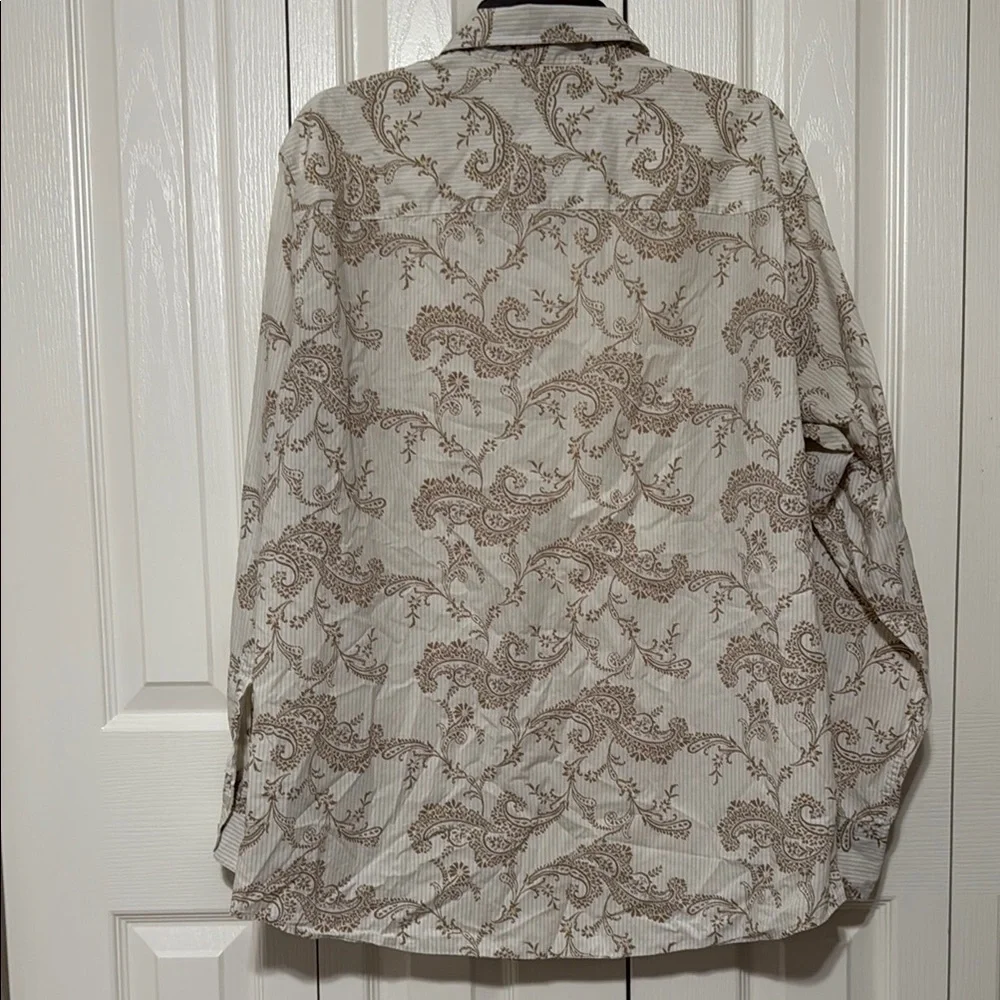 Murano Men’s SZ XL Tan/Beige Casual Button Down Shirt with Vintage Pattern - Picture 4 of 11